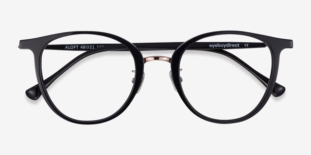 Aloft Black AcetateEyeglass Frames from EyeBuyDirect, Closed View