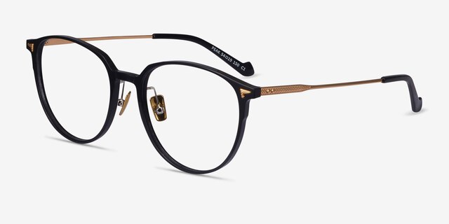 Peak Black AcetateEyeglass Frames from EyeBuyDirect, Angle View
