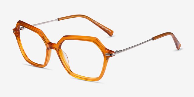 Carmel Mustard Acetate-metalEyeglass Frames from EyeBuyDirect, Angle View