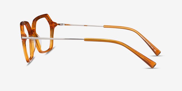 Carmel Mustard Acetate-metalEyeglass Frames from EyeBuyDirect, Side View