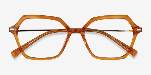 Carmel Mustard Acetate-metalEyeglass Frames from EyeBuyDirect, Closed View