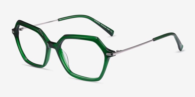 Carmel Green Acetate-metalEyeglass Frames from EyeBuyDirect, Angle View