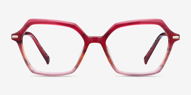 Carmel Raspberry Striped Acetate-metalEyeglass Frames from EyeBuyDirect, Front View