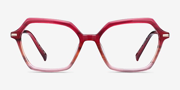 Carmel Raspberry Striped Acetate-metal Montures de lunettes de vue