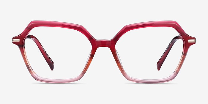 Carmel Raspberry Striped Acetate-metal Eyeglass Frames from EyeBuyDirect