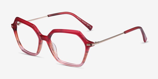Carmel Raspberry Striped Acetate-metalEyeglass Frames from EyeBuyDirect, Angle View
