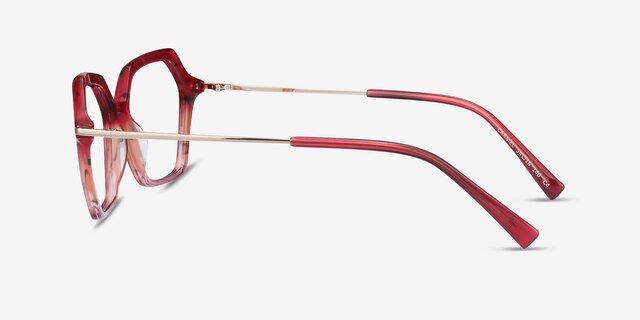Carmel Raspberry Striped Acetate-metalEyeglass Frames from EyeBuyDirect, Side View