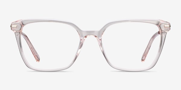 Dearly Clear Beige Acetate-metal Montures de lunettes de vue