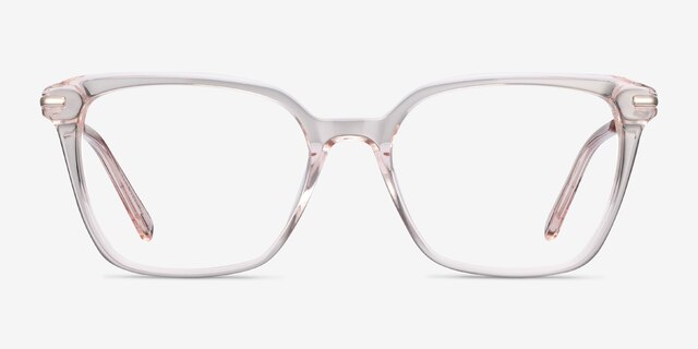 Dearly Clear Beige Acetate-metalEyeglass Frames from EyeBuyDirect, Front View