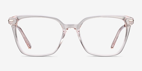 Dearly Clear Beige Acetate-metal Montures de lunettes de vue