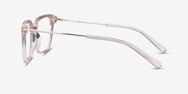 Dearly Clear Beige Acetate-metalEyeglass Frames from EyeBuyDirect, Side View