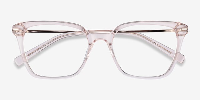 Dearly Clear Beige Acetate-metalEyeglass Frames from EyeBuyDirect, Closed View
