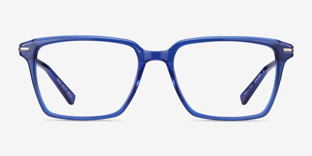 Sense Blue Acetate-metalEyeglass Frames from EyeBuyDirect, Front View