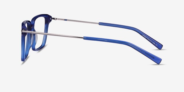 Sense Blue Acetate-metalEyeglass Frames from EyeBuyDirect, Side View