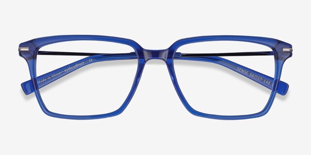 Sense Blue Acetate-metalEyeglass Frames from EyeBuyDirect, Closed View