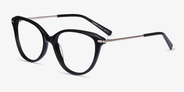 Turner Black Acetate-metalEyeglass Frames from EyeBuyDirect, Angle View