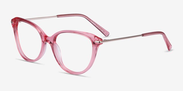 Turner Clear Pink Acetate-metalEyeglass Frames from EyeBuyDirect, Angle View