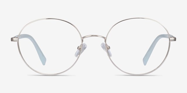 Thea Silver Acetate-metalEyeglass Frames from EyeBuyDirect, Front View