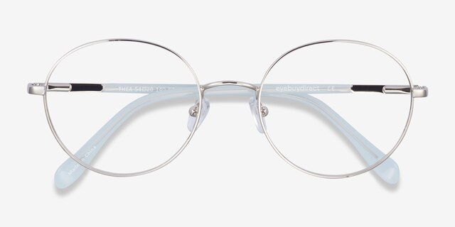 Thea Silver Acetate-metalEyeglass Frames from EyeBuyDirect, Closed View