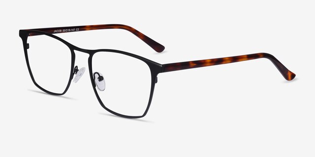 Jacob Black & Tortoise Acetate-metalEyeglass Frames from EyeBuyDirect, Angle View