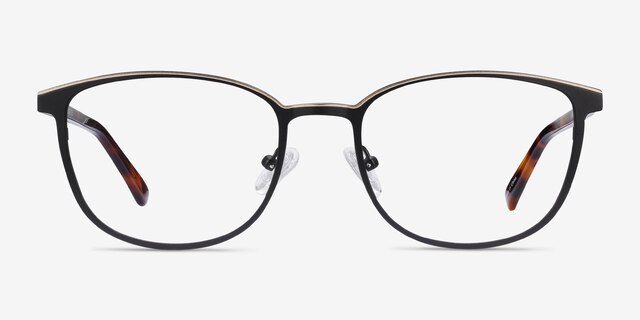 Guide Black & Tortoise Acetate-metalEyeglass Frames from EyeBuyDirect, Front View
