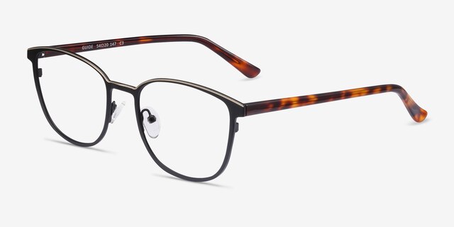 Guide Black & Tortoise Acetate-metalEyeglass Frames from EyeBuyDirect, Angle View
