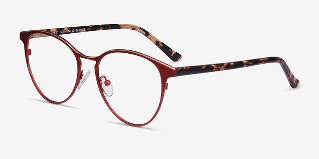Vestige Rouge Acetate-metalMontures de lunettes de vue d'EyeBuyDirect, Vue d'Angle