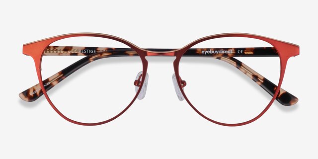 Vestige Rouge Acetate-metalMontures de lunettes de vue d'EyeBuyDirect, Vue Rapprochée