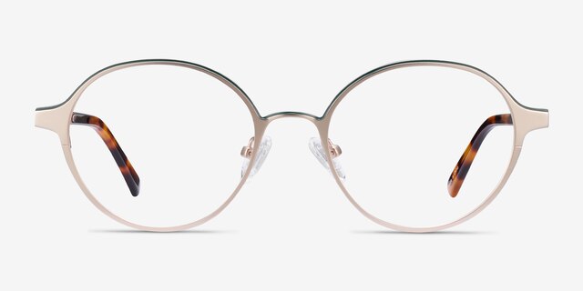 Observer Gold & Tortoise Acetate-metalMontures de lunettes de vue d'EyeBuyDirect, Vue de Face