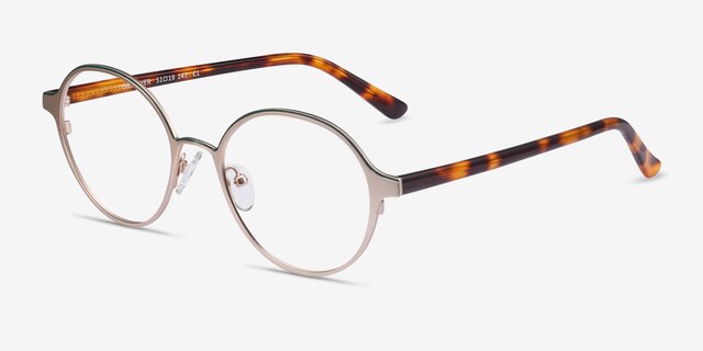 Observer Gold & Tortoise Acetate-metalMontures de lunettes de vue d'EyeBuyDirect, Vue d'Angle