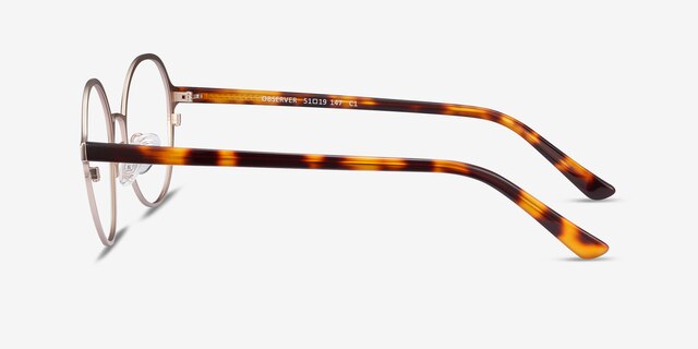 Observer Gold & Tortoise Acetate-metalMontures de lunettes de vue d'EyeBuyDirect, Vue de Côté