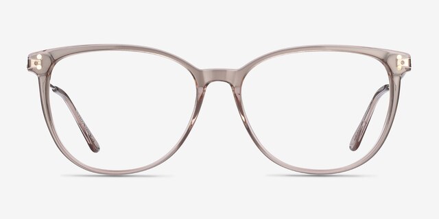 Nebulous Clear Brown Acetate-metalEyeglass Frames from EyeBuyDirect, Front View
