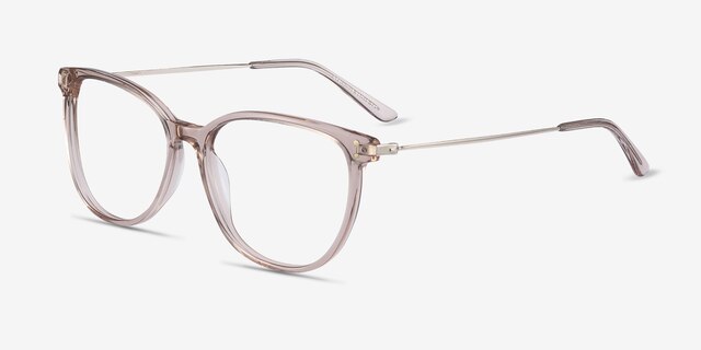 Nebulous Clear Brown Acetate-metalEyeglass Frames from EyeBuyDirect, Angle View