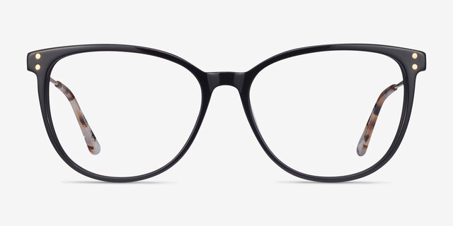 Nebulous Black Acetate-metalEyeglass Frames from EyeBuyDirect, Front View