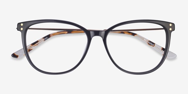 Nebulous Black Acetate-metalEyeglass Frames from EyeBuyDirect, Closed View