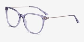 Nebulous Clear Purple Acetate-metal Montures de lunettes de vue d'EyeBuyDirect, Vue d'Angle