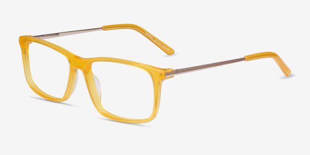 Marvel Jaune Acetate-metalMontures de lunettes de vue d'EyeBuyDirect, Vue d'Angle