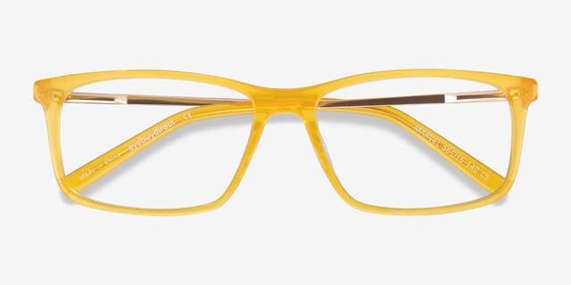 Marvel Jaune Acetate-metalMontures de lunettes de vue d'EyeBuyDirect, Vue Rapprochée