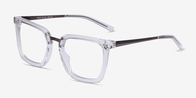 Poise Transparent Acetate-metalMontures de lunettes de vue d'EyeBuyDirect, Vue d'Angle