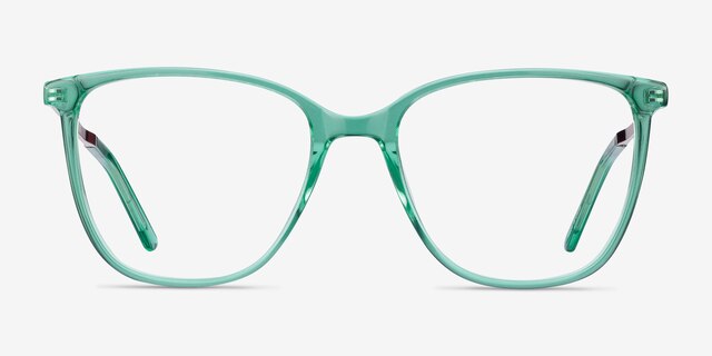 Aroma Emerald Green Acetate-metalEyeglass Frames from EyeBuyDirect, Front View