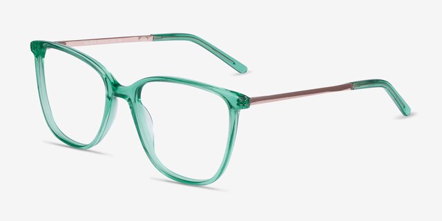 Aroma Emerald Green Acetate-metalEyeglass Frames from EyeBuyDirect, Angle View