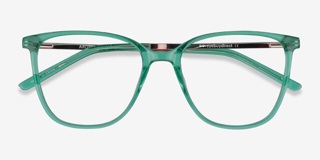 Aroma Emerald Green Acetate-metalEyeglass Frames from EyeBuyDirect, Closed View