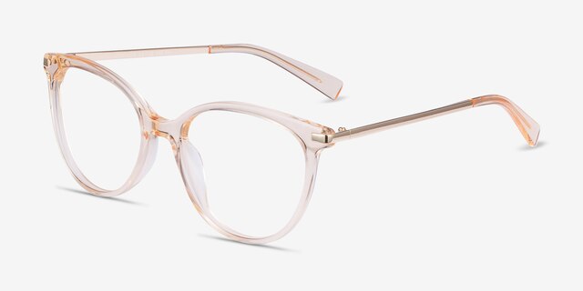 Attitude Clear Melon Acetate-metalEyeglass Frames from EyeBuyDirect, Angle View