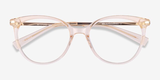 Attitude Clear Melon Acetate-metalEyeglass Frames from EyeBuyDirect, Closed View