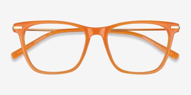 Sebastian Orange Acetate-metalEyeglass Frames from EyeBuyDirect, Closed View
