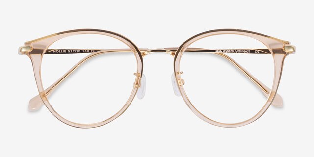 Hollie Clear Melon Plastic-metalEyeglass Frames from EyeBuyDirect, Closed View