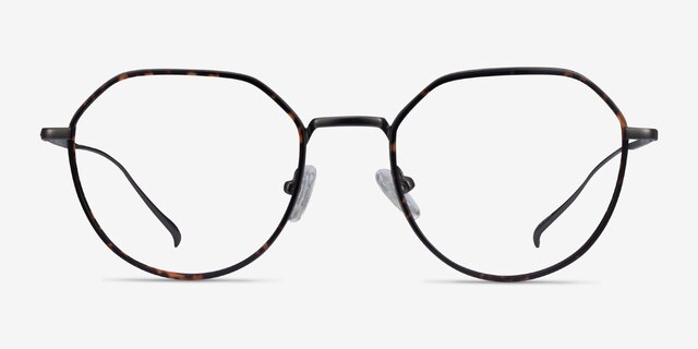 Huxley Tortoise  Gunmetal MetalEyeglass Frames from EyeBuyDirect, Front View