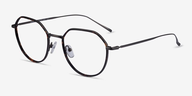 Huxley Tortoise  Gunmetal MetalEyeglass Frames from EyeBuyDirect, Angle View