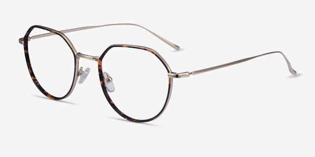 Huxley Tortoise  Golden MetalEyeglass Frames from EyeBuyDirect, Angle View