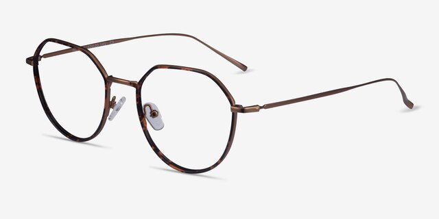 Huxley Tortoise  Bronze MetalEyeglass Frames from EyeBuyDirect, Angle View